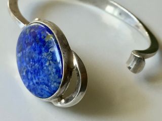 Vtg 60s Mid Century Modern Lapis Lazuli Artisan Sterling Silver Bracelet 23 Grms