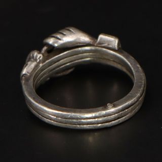 VTG Sterling Silver - FEDE GIMMEL Hands Heart Puzzle Ring Size 6 - 4g 3