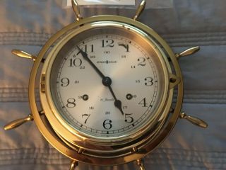 Vintage Brass Key Wind Ship Wheel Clock - Howard Miller - Pre - Owned