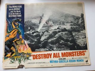 Vintage Lobby Card Horror 11x14 U.  S.  Movie Destroy All Monsters Godzilla 1969
