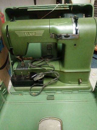 Vintage Elna Supermatic Sewing Machine With Case For Crafts And Sewing