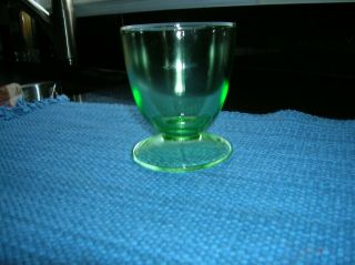 Vintage Green Depression Glass Hazel Atlas Ovide Footed Egg Dessert Custard Cup