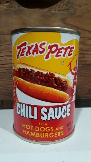 Vintage - Texas Pete Chili Sauce - Tin Can Coin Bank Advertising Collectible 2