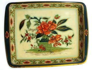 Vtg Daher Decorated Ware Floral Tin Tray Made In England Rectangle Flowers 11101