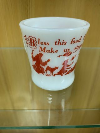 Vintage Fire King Prayer Coffee Mug Cup Red