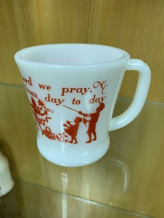 Vintage Fire King Prayer Coffee Mug Cup Red 2