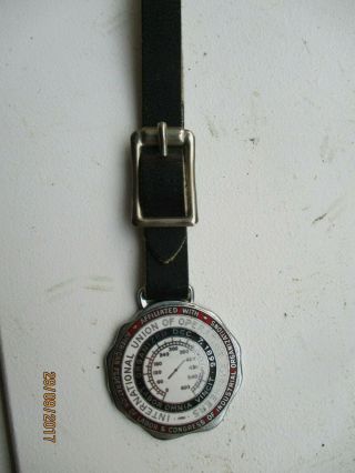 Vintage International Union Of Operating Engineers Watch Fob W/leather Strap