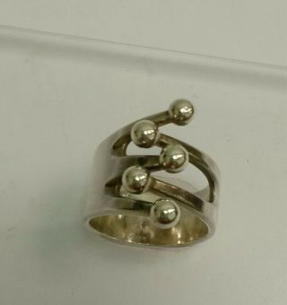 Vintage Sterling Silver Anna Greta Eker Norway Modernist Jester Ring Size 8