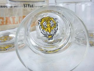 Nos Set Of 6 Vtg 50s 60s Bengal Gin Tiger Rocks Bar Glasses In Orig Box
