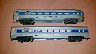 Ho Scale Vintage Tyco Amtrak Passenger Cars.  Coach And Observation