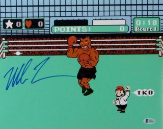 Mike Tyson Autographed 11x14 Nintendo Punch Out Photo - Beckett Auth Blue