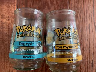 Vintage Pokemon Welchs Jelly Jars Psyduck & Togepi