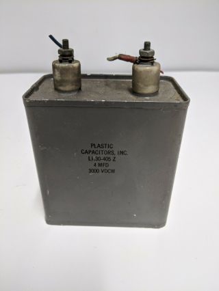 Plastic Capacitors Inc. ,  Capacitor 3000 Vdcw,  4 Mfd,  Vintage