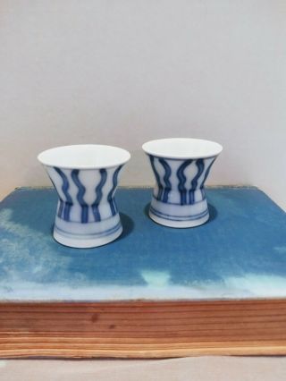 Vintage Blue And White Egg Cups