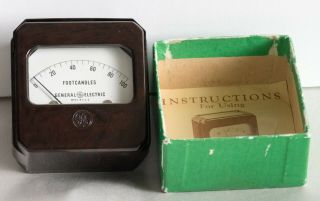 Vtg General Electric Light Meter Bakelite Case W/original Box & Inst
