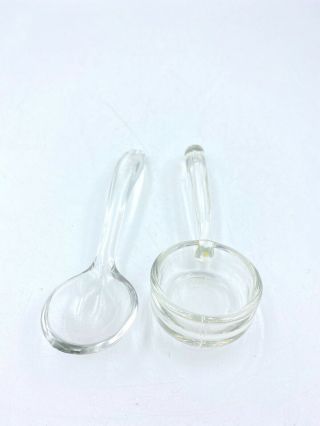 Vintage Clear Glass Condiment Spoonladle Spoon Scoop Roughly 5 " Long Set Of 2