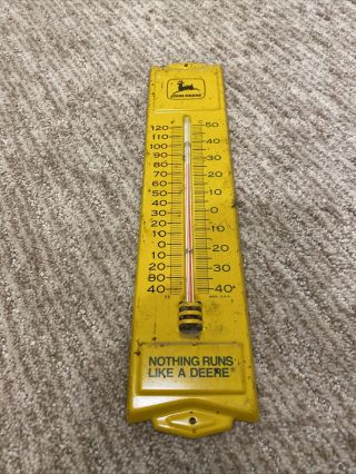 Vintage John Deere Advertising Thermometer Sign Two Legged Deer