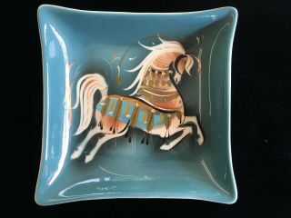 Vintage Sascha Brastoff Signed Prancing Horse Dish Mid - Century Mcm Ceramic Dish