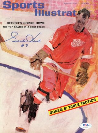 Gordie Howe Signed Sports Illustrated Psa/dna Auth 3/16/64 Detroit Red Wings