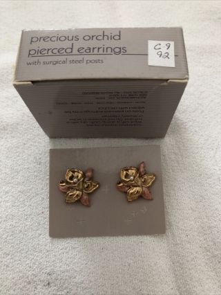 Vintage 1992 Avon Precious Orchid Pierced Earrings
