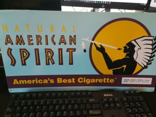 Vintage Metal Tin Sign Natural American Spirit Tobacco Cigarette 11 " X 21 " Ad