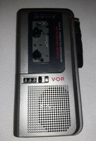 Sony M - 570v Handheld Cassette Voice Recorder Clear Voice Plus Vintage