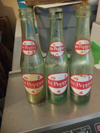 3 Vintage Dr.  Pepper 10 2 4 Soda Pop Bottles