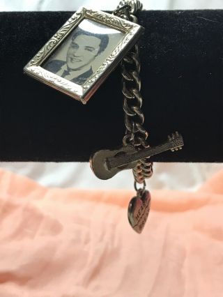 Vintage Elvis Presley Charm Bracelet.  Elvis Picture,  Guitar,  Heart,  Houndog 2