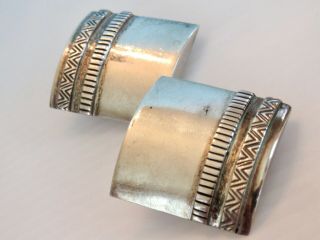 Vintage Solid Sterling Silver 925 Large Square Clip - On Earrings Mexico 23.  4 Gram