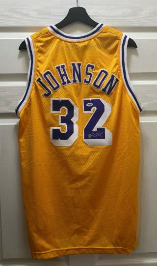 Magic Johnson 32 Signed Lakers Jersey Autographed Sz Xl Psa/dna Hof