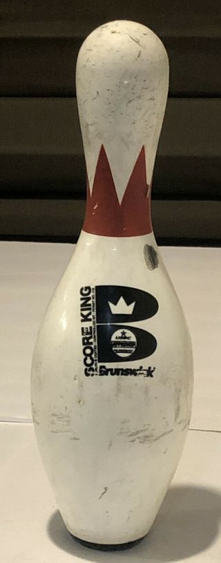 Vintage Brunswick Score King 15” Wood Plastic Coated Bowling Pin Usbc Approved