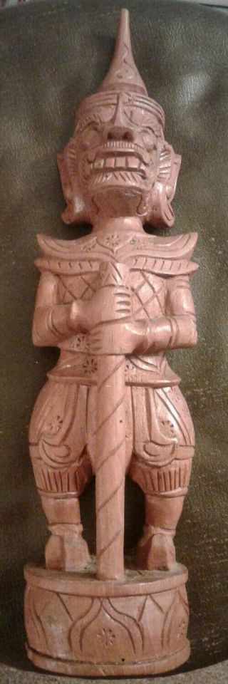 Vintage 1970s Hand Carved Statue Fiji Wood Carving Totem Pole Tiki 12 Inch