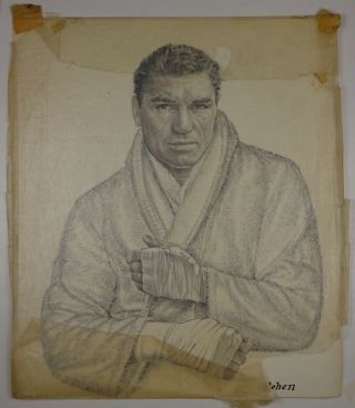 CIRCA 1930 - 40 - Tremendous Jack Dempsey Pencil Drawing - and Signed 2