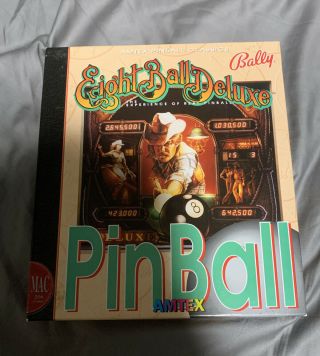 Bally Eight Ball Deluxe Pinball Game Amtex Broderbund Mac Apple Computer Vintage