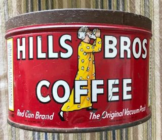 Vintage Hills Bros Coffee - One Pound Tin,  Regular Grind - - Very Old