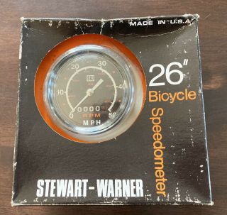 Vintage 1960’s Stewart Warner 26 " Bicycle 50 Mph Speedometer Wards 26 Miles