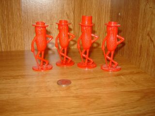 Vintage Salt & Pepper Shakers Set Of 4 Mr Peanut Red Plastic