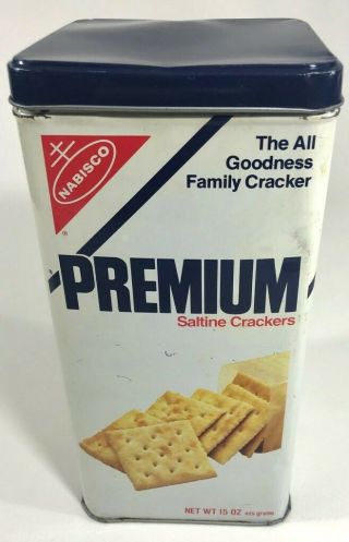 Vintage Nabisco Premium Saltine Crackers Tin With Lid (1978)