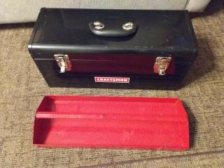 Vintage Black Metal Tool Box With Tray Craftsman