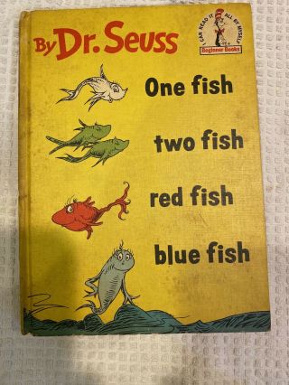 1960 Vintage " One Fish Two Fish Red Fish Blue " By Dr.  Seuss 1st Edition