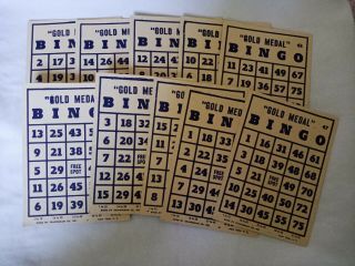 Vintage Gold Medal Bingo Cards Set Of 10