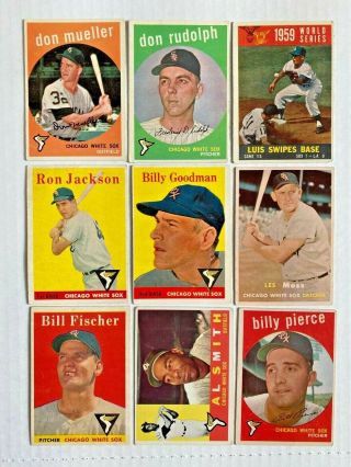 9 Vintage Topps Chicago White Sox 1957 - 1960 Billy Pierce,  Al Smith,  Aparicio Ws