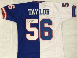 York Lawrence Taylor Signed Blue/white Jersey Beckett Bas Witnessed