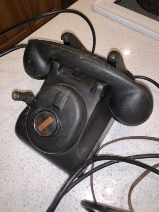 Vintage Antique Leich Black Bakelite Desk Telephone Crank Ringer Model 901b