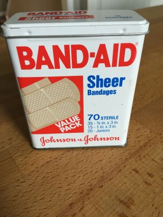 Vintage Johnson & Johnson Metal Band - Aid Box W Flip Cover