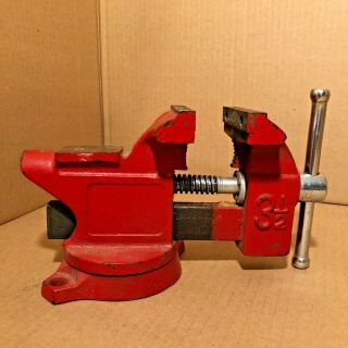 Vintage Sears 3 1/2 " 5178 Cast Iron Red Bench Vice