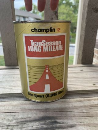 Vintage Champlin Quart Oil Can Composite Empty