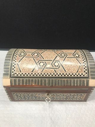 Vintage Judaica Mother Of Pearl Inlaid Star Of David Wooden Box 8  Long