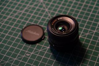 Vintage Mitakon Wide Mc Lens 28mm F/2.  8 Prime Fixed Lense With Caps Canon Japan
