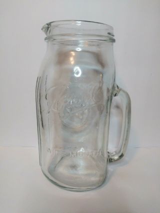 Vintage Ball Wide Mouth Mason Jar 9 " Tall Glass Handled Pitcher